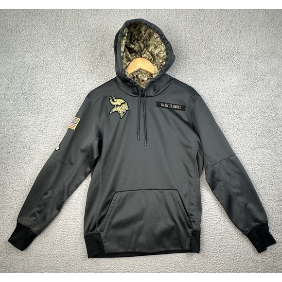 Nike Minnesota Vikings Hoodie Mens Small Gray Dri-Fit Salute‎ To Service NFL USA - Picture 1 of 13